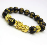 Pixiu Black & Gold Obsidian Luck & Wealth Bracelet