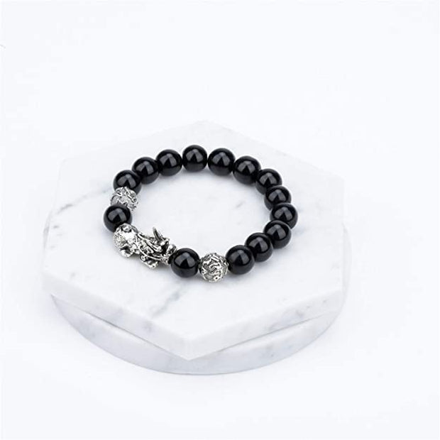 Black Obsidian Bead Wealth Bracelet